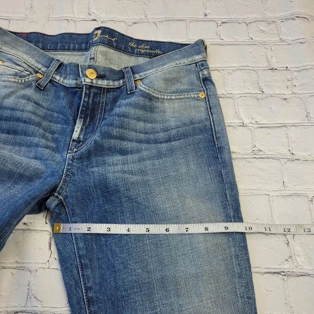 7 for all mankind woman’s blue the slim cigarette jeans size 27 - Picture 2 of 14